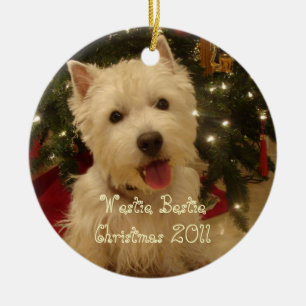 Westie Bestie Christmas by Rwatkins Ceramic Tree Decoration