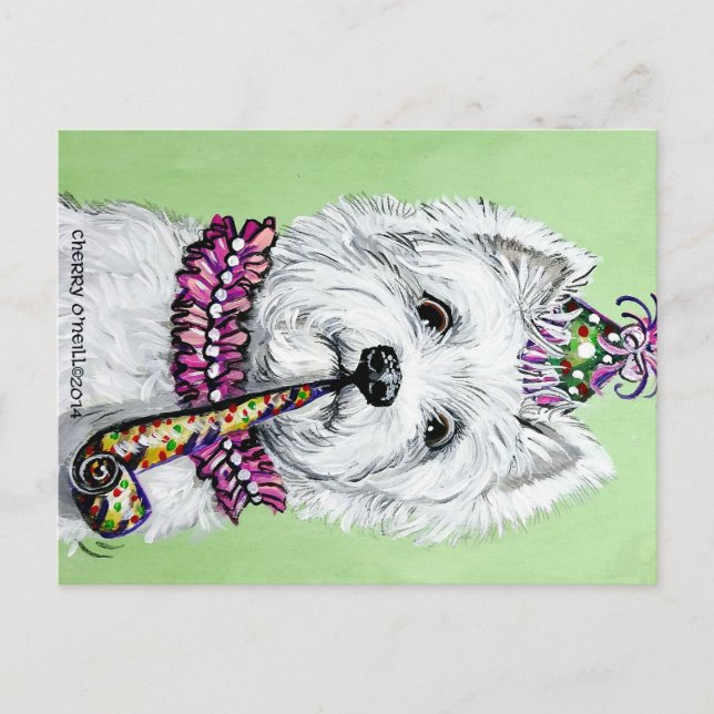 Westie Birthday Party Postcard (Front)