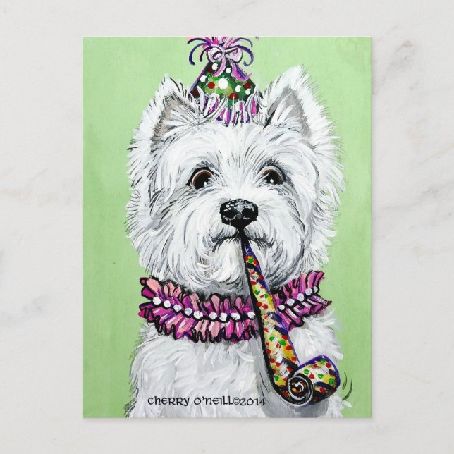 Westie Birthday Party Postcard (Front)