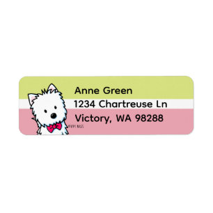 Westie Bowtie Muted Chartreuse and Cranberry 