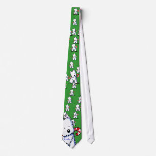 Westie Candy Cane Army Green Neck Tie