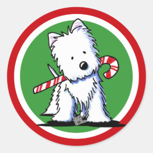 Westie Candy Cane Cutie Stickers