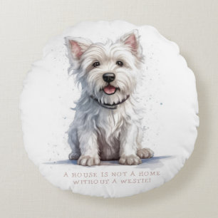 Westie Cheeky Cute Personalized Round Cushion