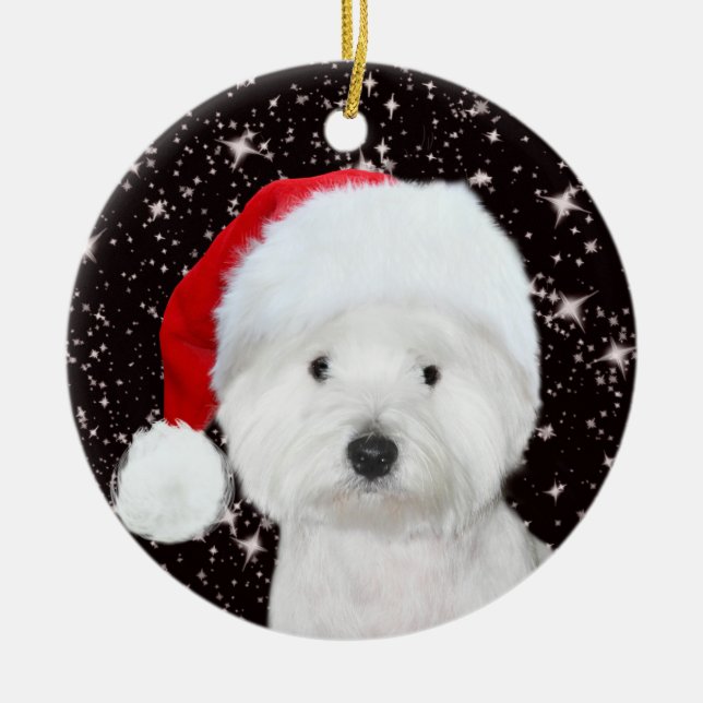 Westie Christmas Ceramic Tree Decoration (Front)