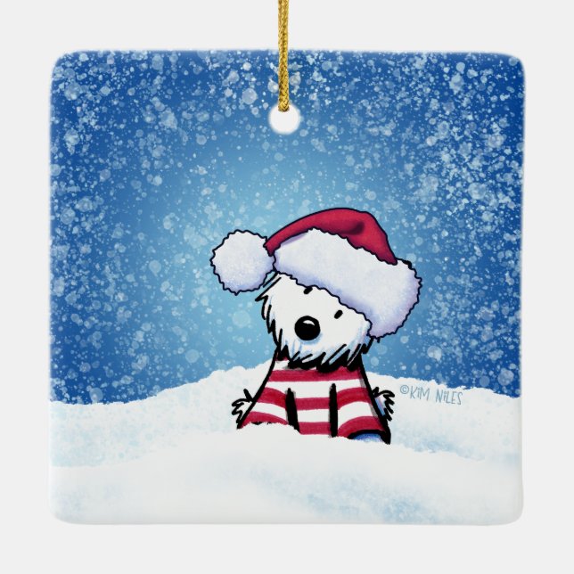 Westie Christmas KiniArt™ Ceramic Ornament (Back)