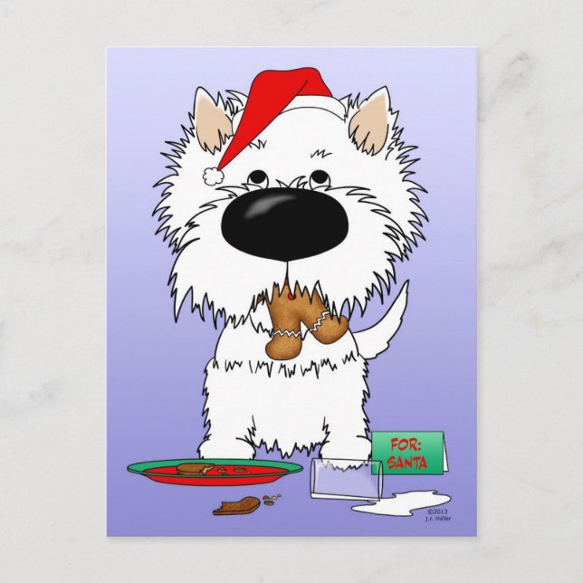 Westie Christmas Santa Holiday Postcard (Front)