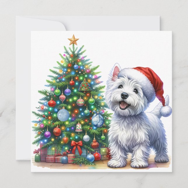 Westie Christmas Tree Holiday Card (Front)