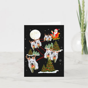 Westie Christmas Tree Westie Santa Hat Lights Xmas Card