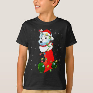 Westie Christmas Tree Westie Santa Hat Lights Xmas T-Shirt