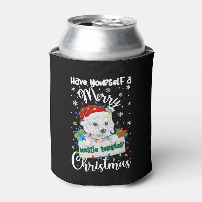 Westie Christmas West Highland White Terrier Xmas Can Cooler (Can Front)