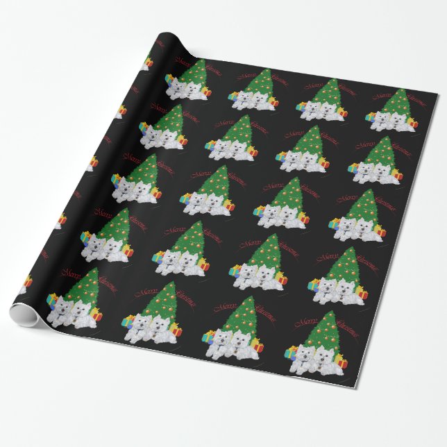 Westie Christmas Wrapping Paper (Unrolled)