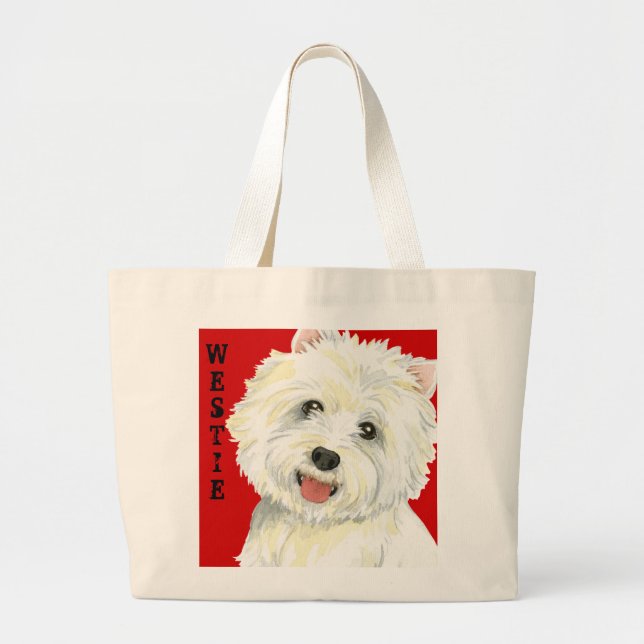 Westie Colour Block Large Tote Bag (Front)