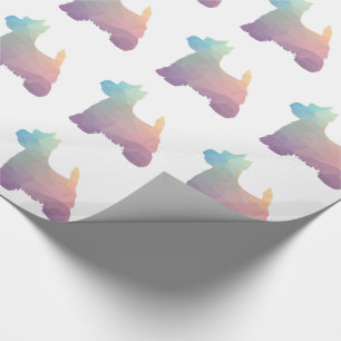 Westie Colourful Geometric Pattern Silhouette Dog Wrapping Paper