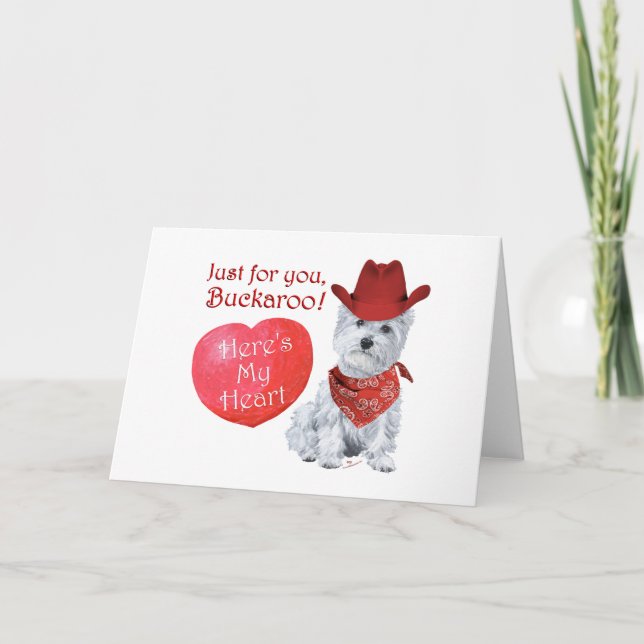 Westie Cowboy Valentine Holiday Card (Front)