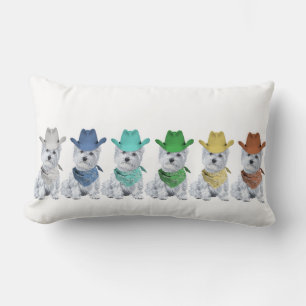 Westie Cowboys All in a Line Lumbar Cushion