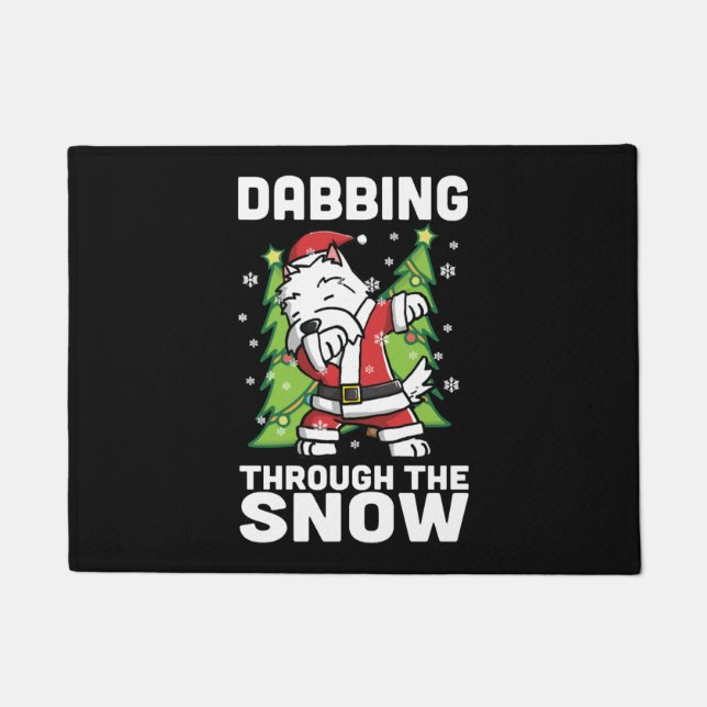 Westie Dabbing Christmas Doormat (Front)