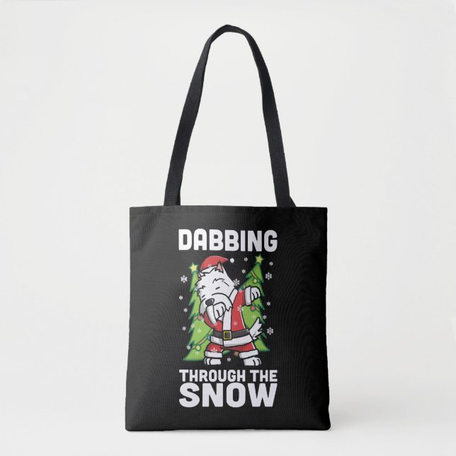 Westie Dabbing Christmas Tote Bag (Front)