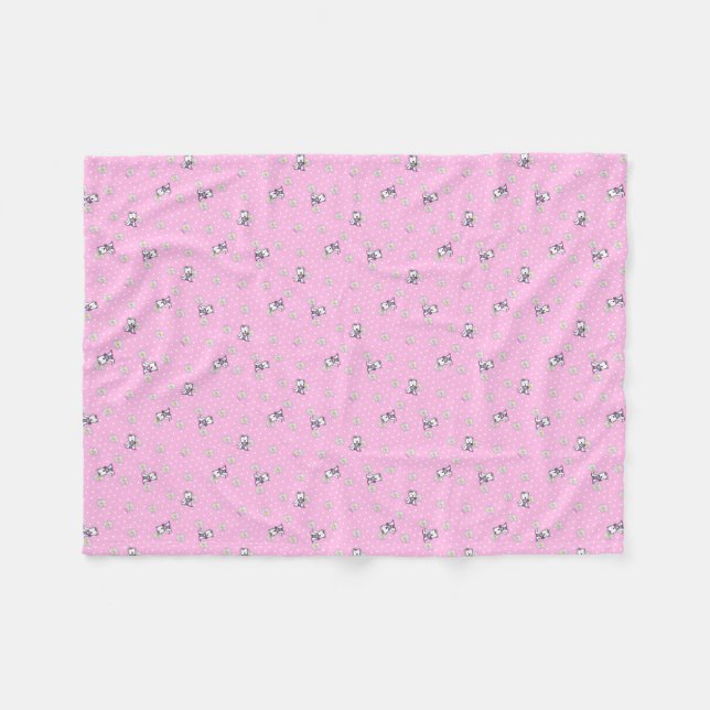 Westie Daisies KiniArt Fleece Blanket (Front (Horizontal))