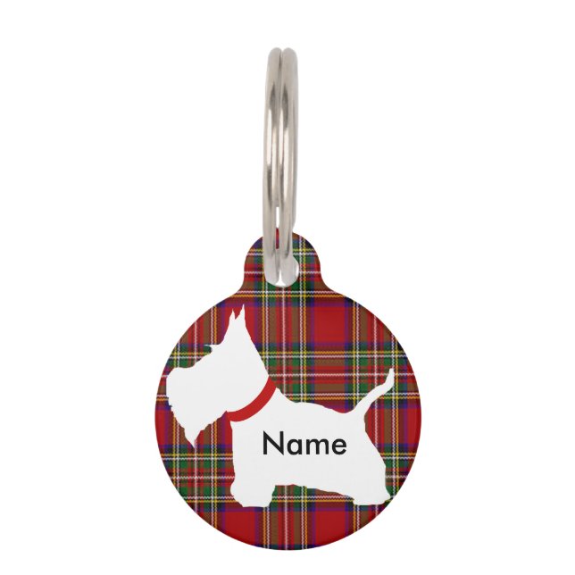 Westie Dark Red Tartan Pet Tag (Front)