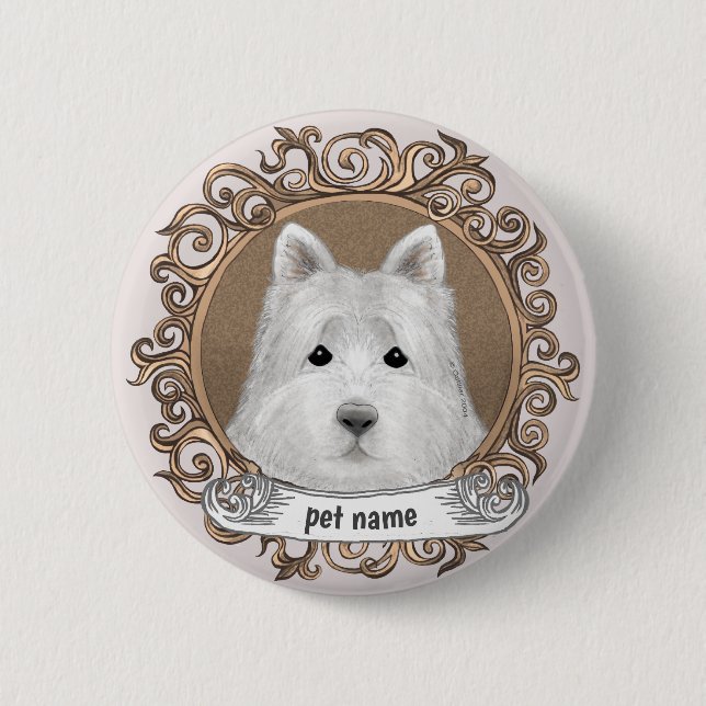Westie Dog  6 Cm Round Badge (Front)
