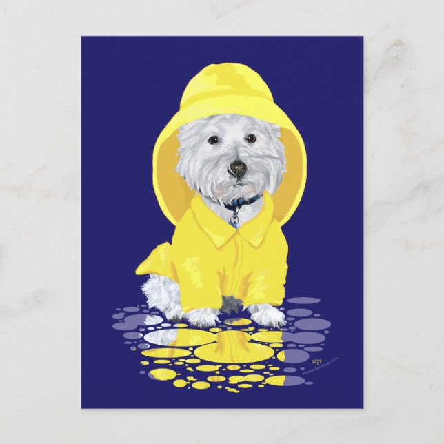 Westie Dog April Showers Postcard (Front)