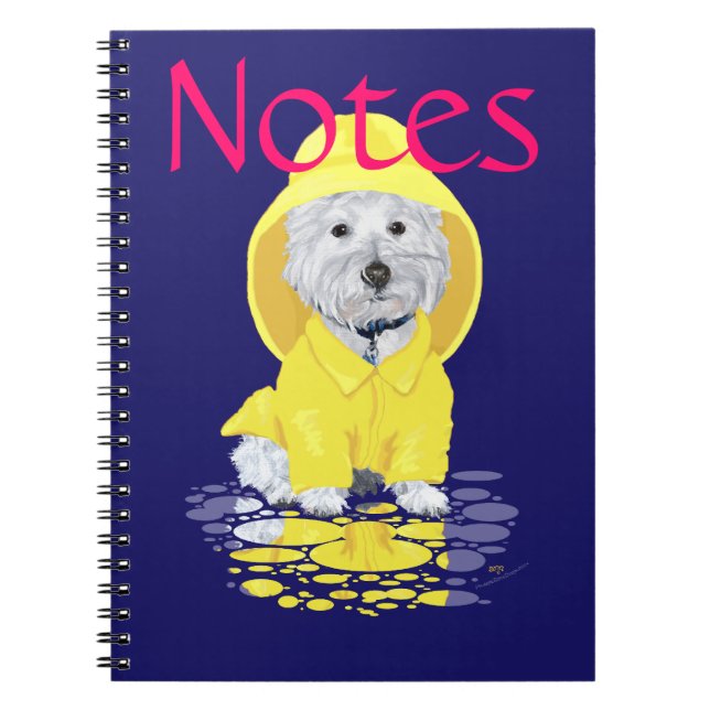 Westie Dog April Showers Spiral Notebook (Front)