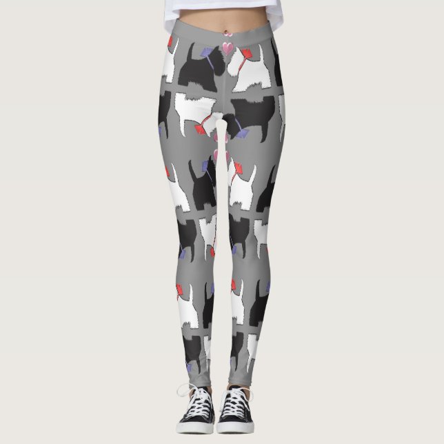 Westie Dog Art Leggings (Front)