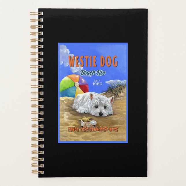 Westie Dog Beach Life Planner (Front)