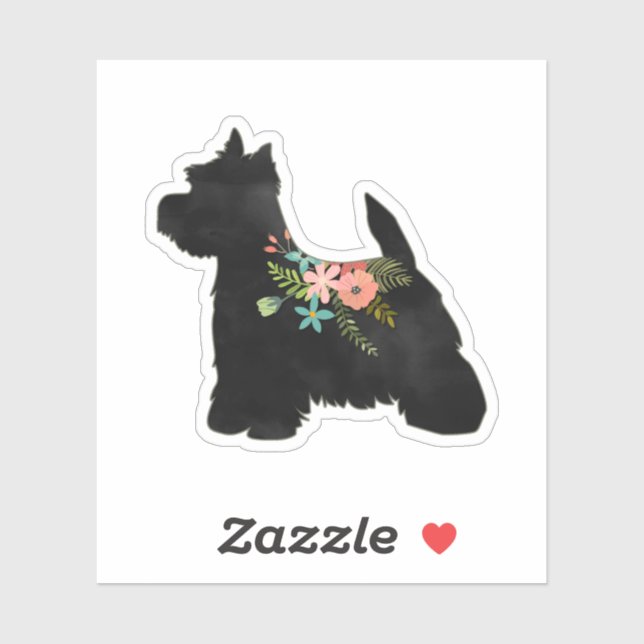 Westie Dog Breed Boho Floral Silhouette (Sheet)