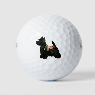 Westie Dog Breed Boho Floral Silhouette Golf Balls