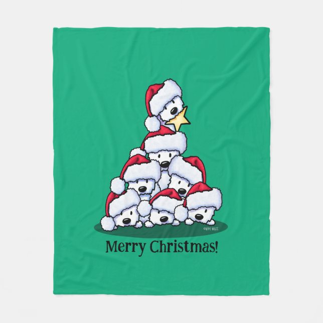 Westie Dog Christmas Tree Fleece Blanket (Front)