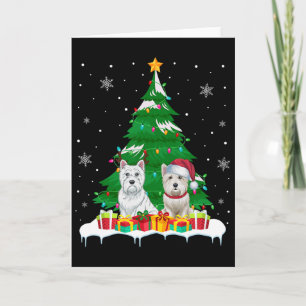 Westie Dog Christmas Tree Lights Santa Reindeer Xm Card