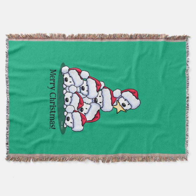 Westie Dog Christmas Tree Throw Blanket (Front)
