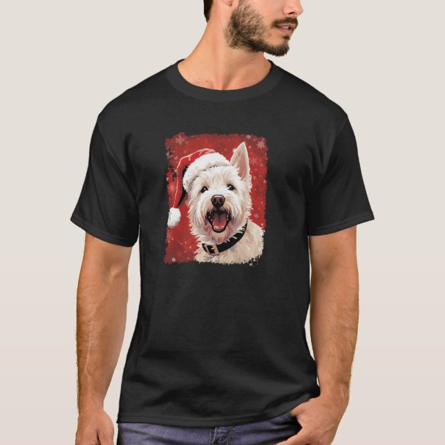 Westie Dog Christmas West Highland White Terrier P T-Shirt (Front)