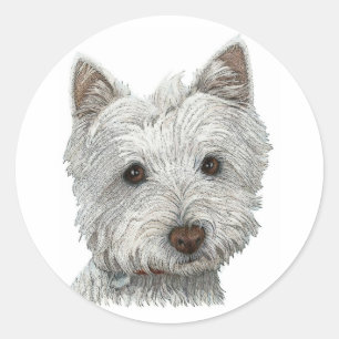 Westie dog classic round sticker
