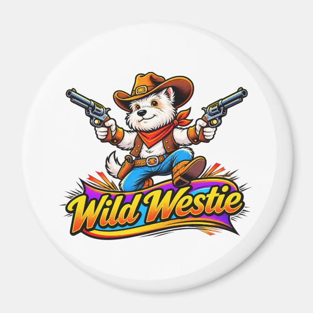 Westie Dog Cowboy Fridge Magnet (Original Design) (Front)