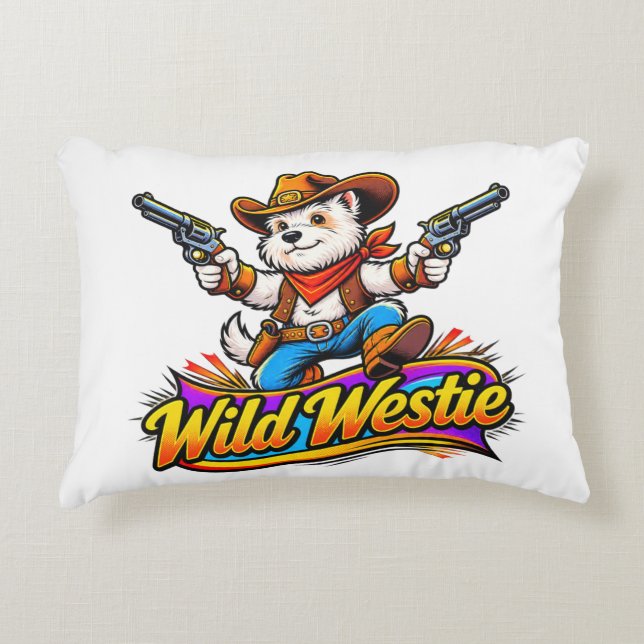 Westie Dog Cowboy Pillow (Original Design) (Front)