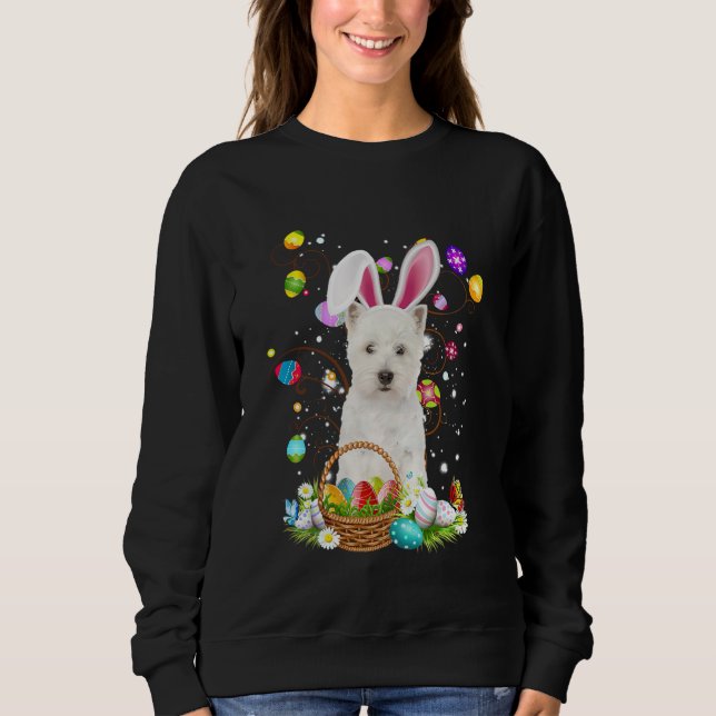 Westie Dog Easter Egg Hunting Basket Easter Day Sweatshirt (Front)