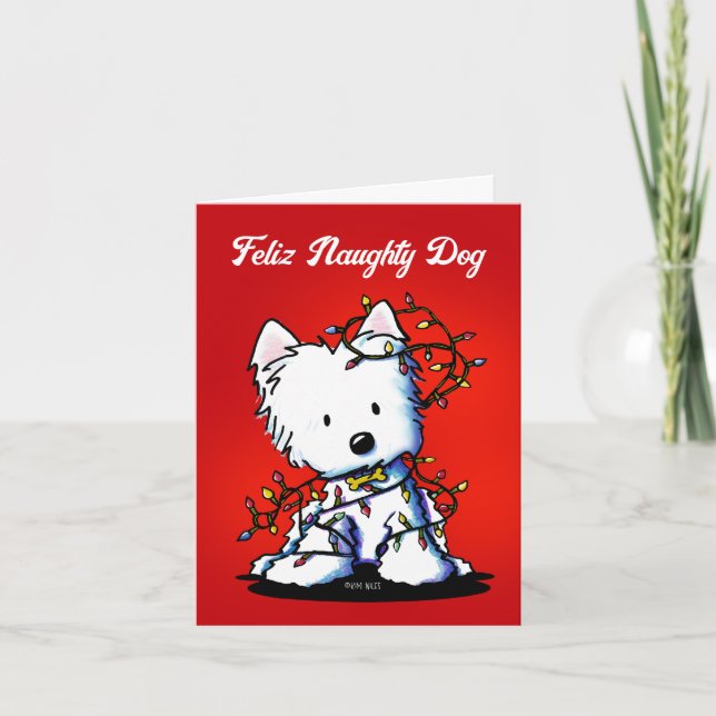 Westie Dog Fluffybutt Christmas Card (Front)