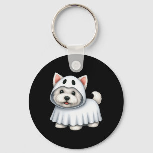 Westie Dog Halloween Costume Ghost West Terrier Key Ring