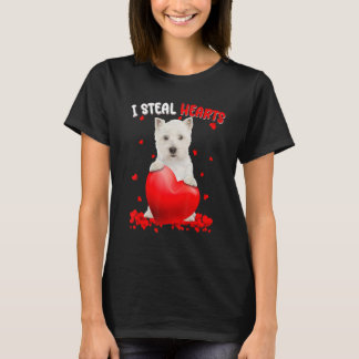 Westie Dog I Steal Hearts Cute Valentine Day Women T-Shirt