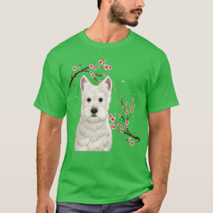 Westie Dog Japanese Cherry Blossom Sakura Flower V T-Shirt