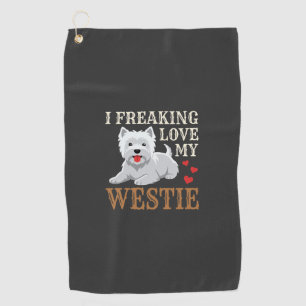 Westie Dog Love Typography Golf Towel