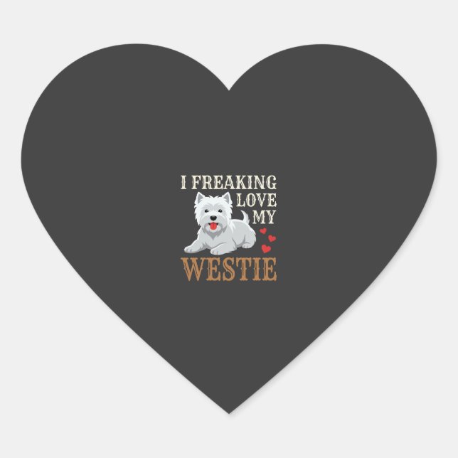 Westie Dog Love Typography Heart Sticker (Front)