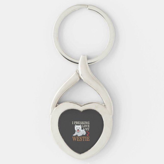 Westie Dog Love Typography Key Ring (Front)