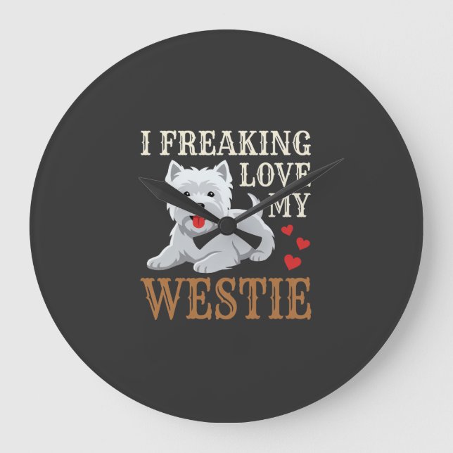 Westie Dog Love Typography Large Clock (Front)