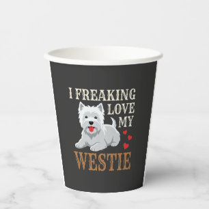 Westie Dog Love Typography Paper Cups