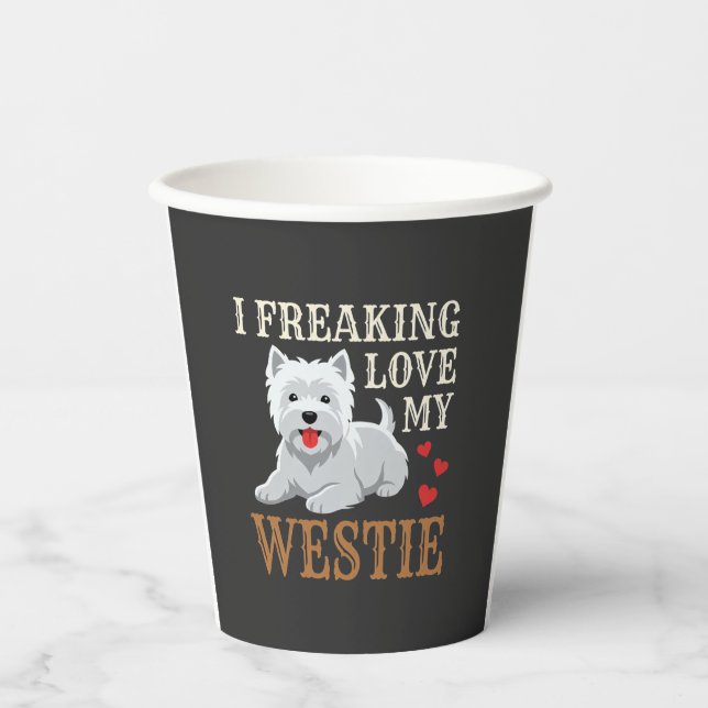 Westie Dog Love Typography Paper Cups (Front)