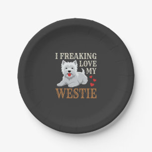 Westie Dog Love Typography Paper Plate