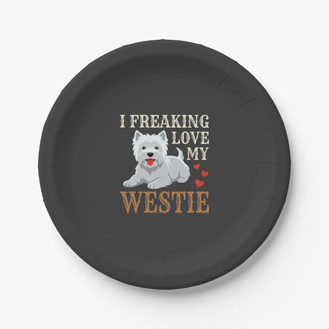 Westie Dog Love Typography Paper Plate (Front)